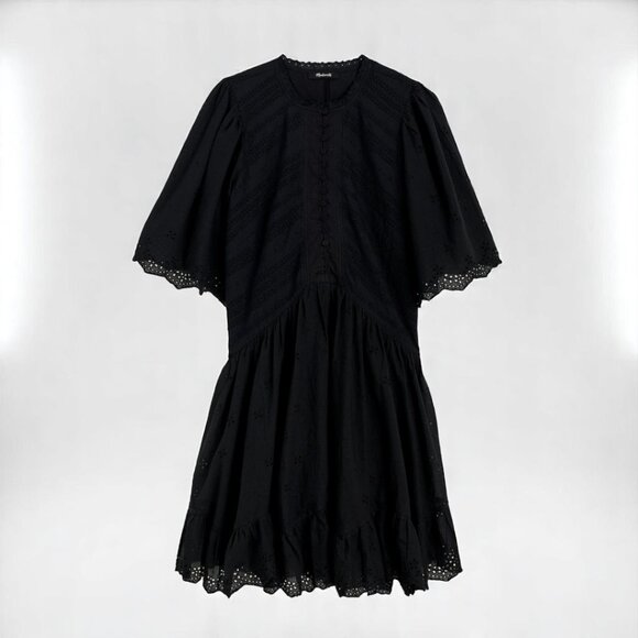 Madewell Eyelet Flutter Sleeve Mini Dress in Cotton Size 2 - Picture 2 of 12
